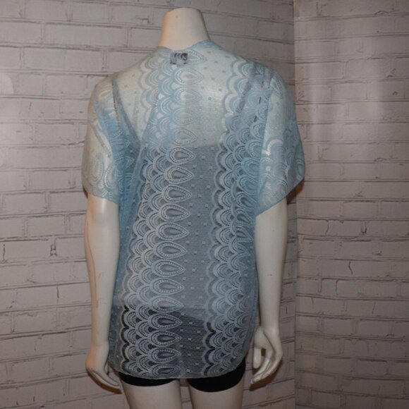 🌸🧵 Powder Blue Lace Cardigan Shawl by Arianna (One Size · NWT) - Picture 6 of 6